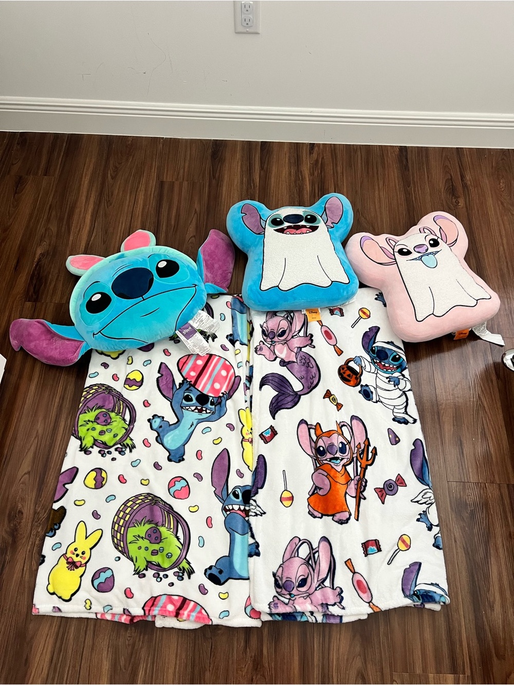 Stitch Halloween and Easter blanket and pillow bundle